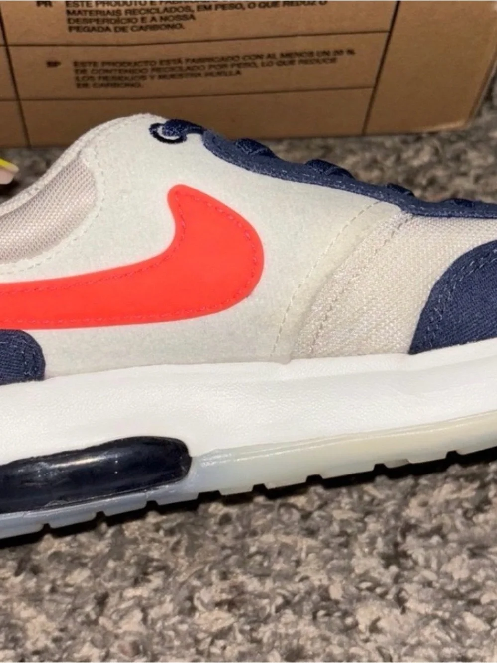 Nike Air Max Motif (PS) White with Navy and Bright Crimson Accents